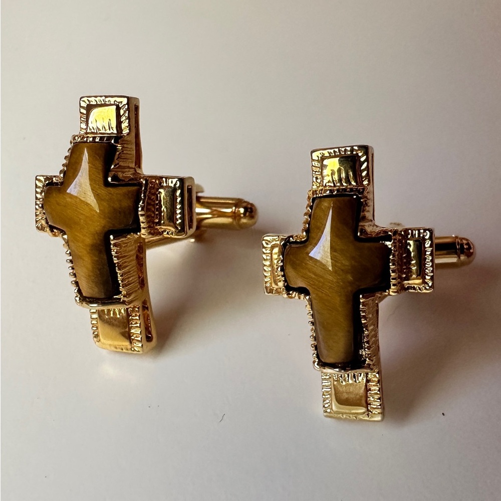 Vintage Cat's Eye Cross Cufflinks